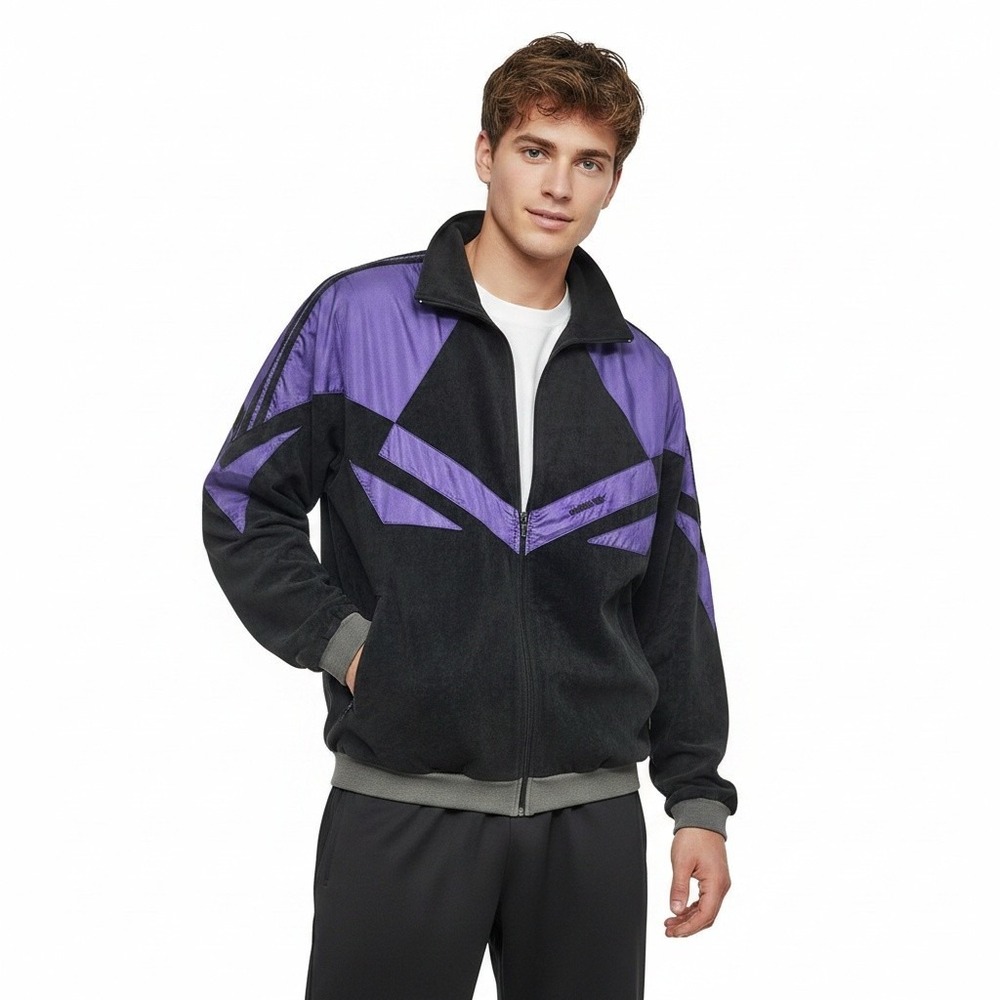 Vintage Adidas 90s Track Jacket D7 F186 Purple Black Trefoil Retro Streetwear